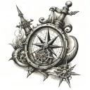 marlin anchor and compass long line tattoo tattoo design idea