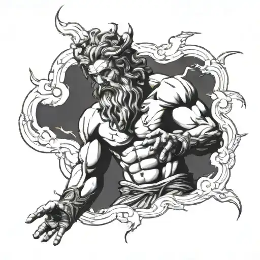 Zeus throws lightning tattoo design idea