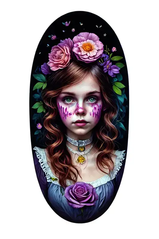 Borderline Personality Disorder with Alice an wonderland themed tattoo design idea