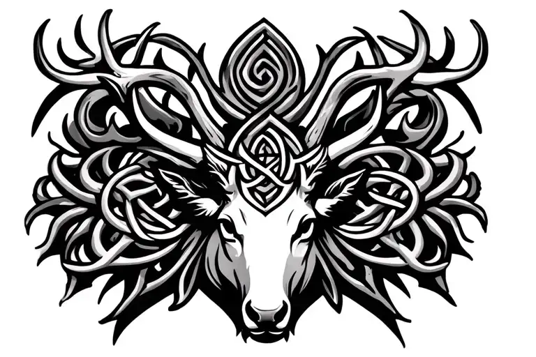 Celtic Stag head tattoo design idea