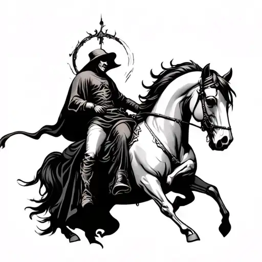 death riding a pale horse make it gothic horror themed  tattoo design idea