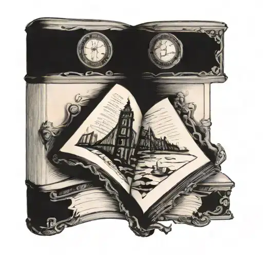 A book with a bridge on the cover, symbolizing the connection between literature and film tattoo design idea