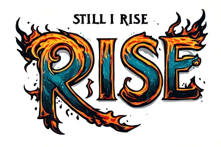 "STILL I RISE" phoinex rising from the ashes tattoo design idea