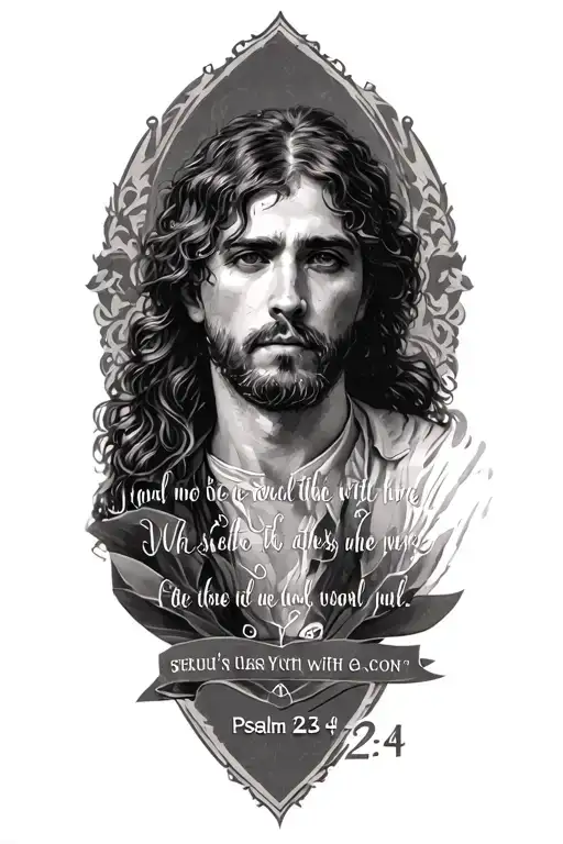 Psalm 23:4 Verse with imagery tattoo design idea