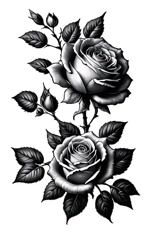 rose bush branch skinny long tattoo design idea