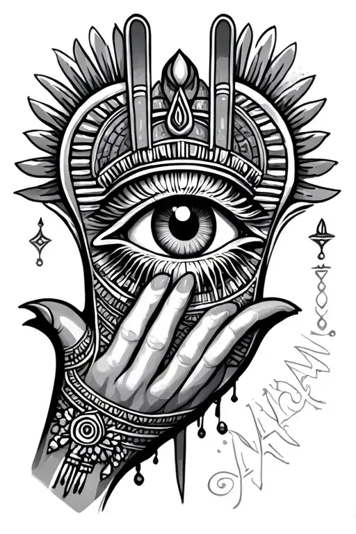 Ulnk, Egyptian eye, hamsa hand tattoo design idea
