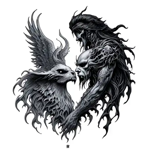 Heaven Vs Hell tattoo design idea