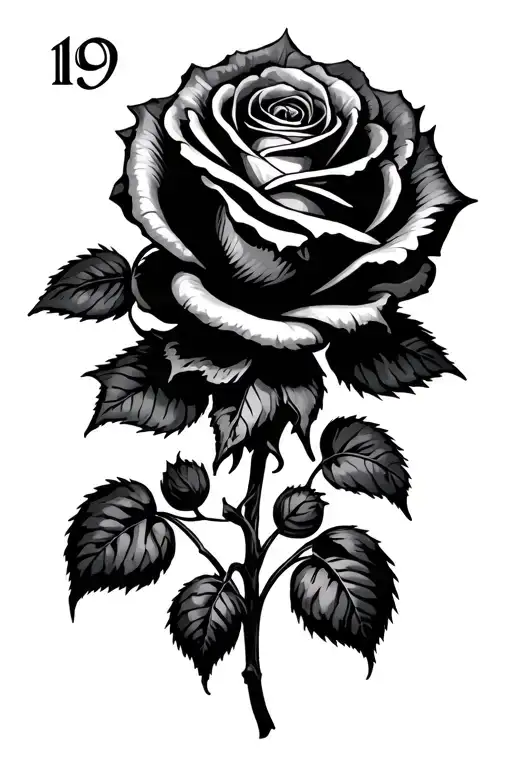 Dark Tower Rose with the number 19 incorporated tattoo design idea