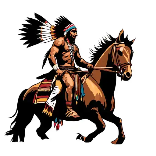 Lumbee indian warrior riding tattoo design idea