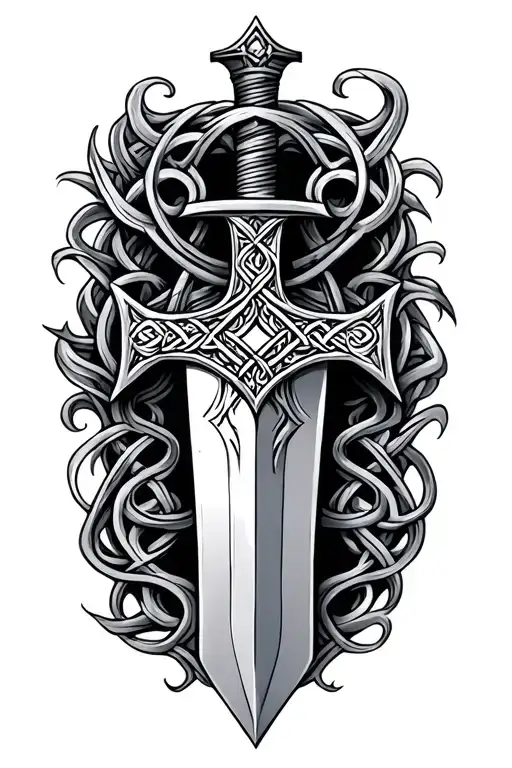 Celtic Stiletto Dagger, Letter and Pommel, CrossGuard's everlasting love tattoo design idea