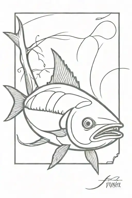 tuna fish outline bones only tattoo design idea