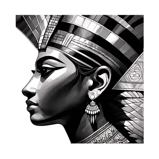 nefertiti and geometric design incorporating tattoo design idea