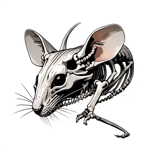 deadly rat skeleton tattoo design idea