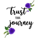 Trust the journey words with purple carnation flowers tattoo design idea