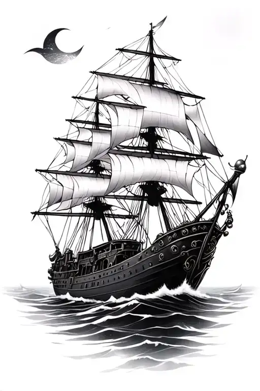 Black Pearl Ship tattoo design idea