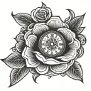 Clock inside a Rose tattoo design idea