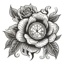 Clock inside a Rose tattoo design idea