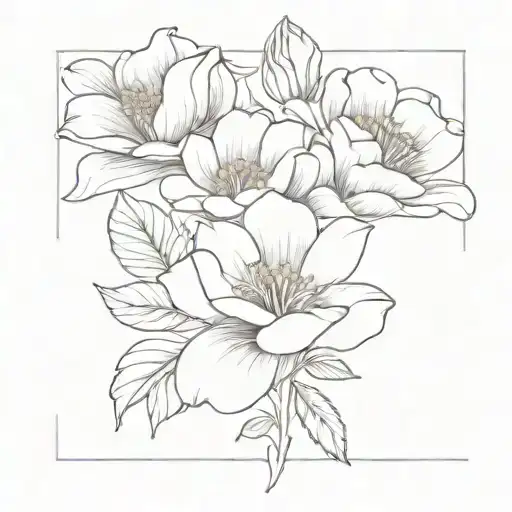 flower bouquet- Daisy , rose , morning glory , gladiolus , peony tattoo design idea