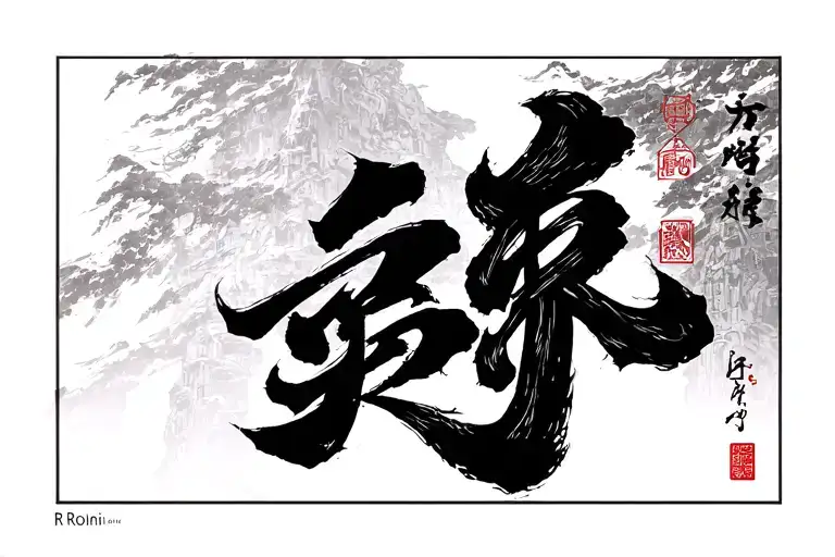 Ronin letters in japanese tattoo design idea