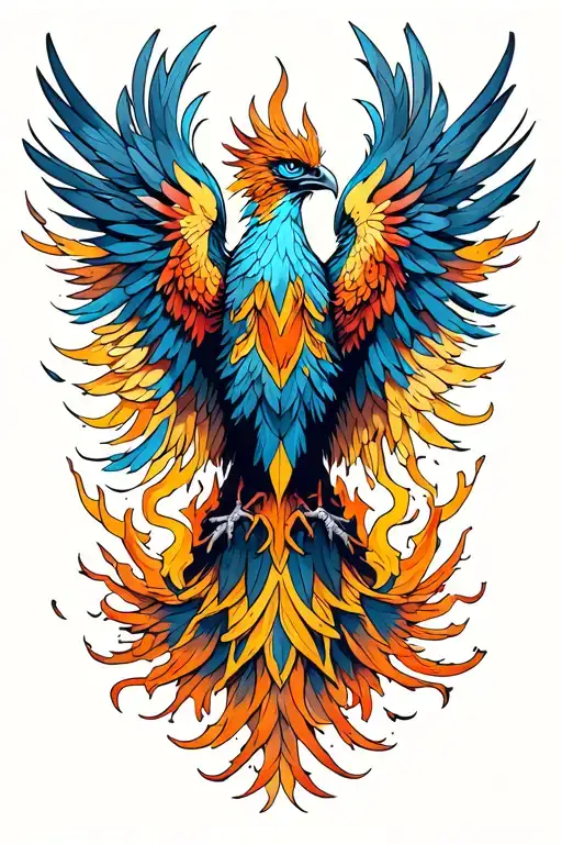 phoenix rising from the ashes tattoo design idea