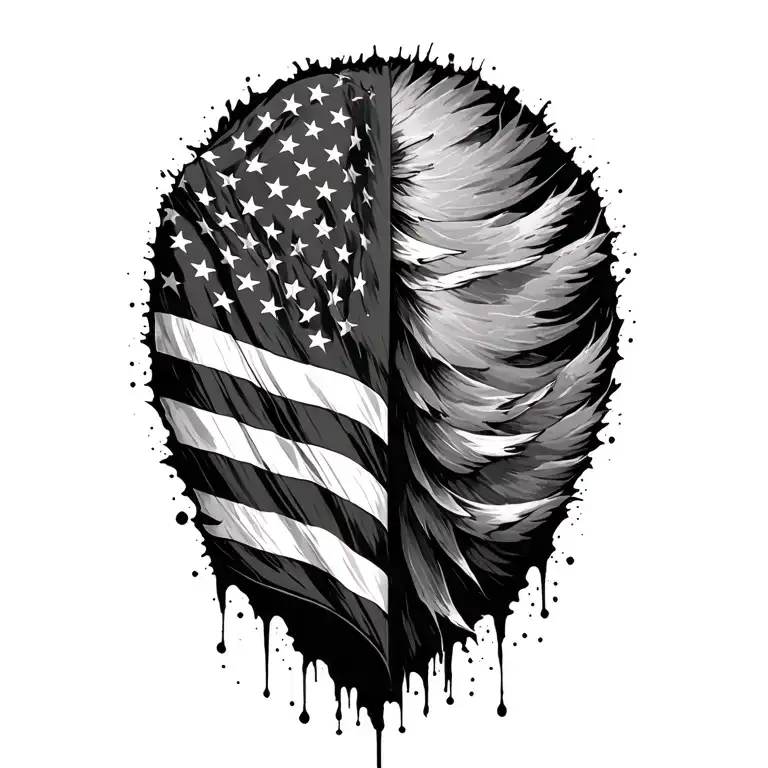 American flag tattered tattoo design idea