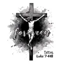 forgiven wrote on the cross Luke 7:48 tattoo design idea