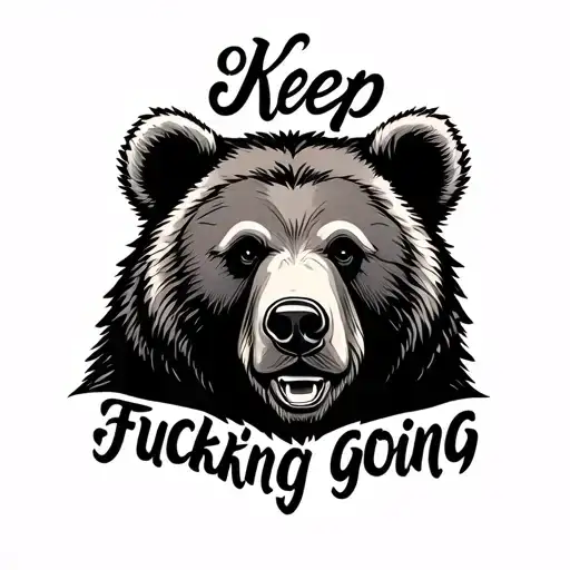 "Keep fucking going" "Keep fucking going" grizzley bear face tattoo design idea