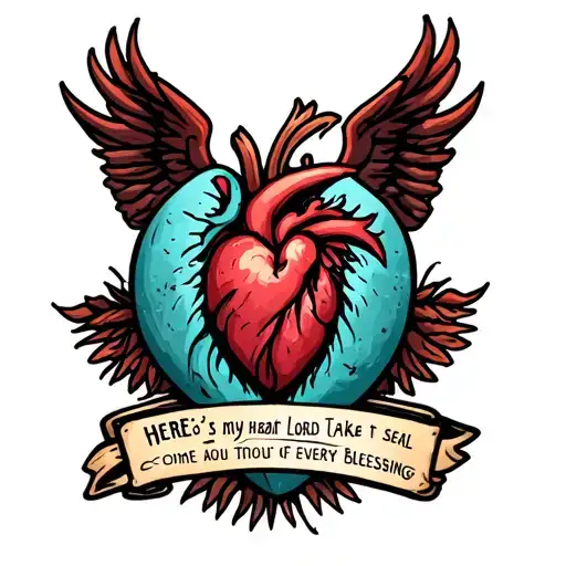based on the phrase "here's my heart lord take and seal it" from the hymn come thou fount of every blessing tattoo design idea