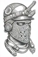 gun ski mask tattoo design idea