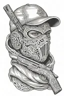 gun ski mask tattoo design idea
