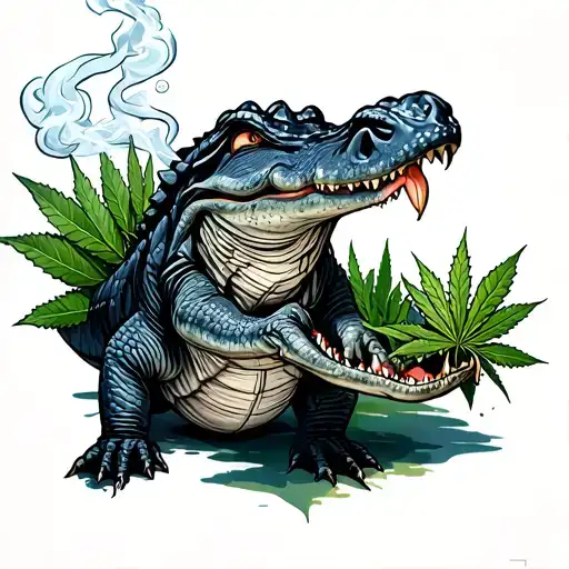 crocodile smoking weed tattoo design idea