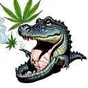 crocodile smoking weed tattoo design idea