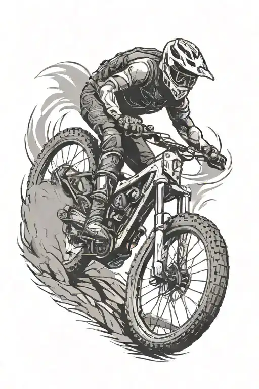 mountain bike with superbike shadow demon standing tattoo design idea
