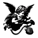 cherub talking on a landline tattoo design idea