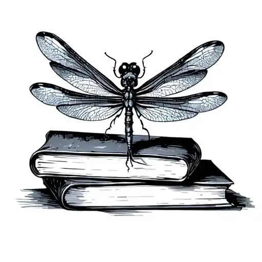 dragonfly and books gothic inspired tattoo tattoo design idea