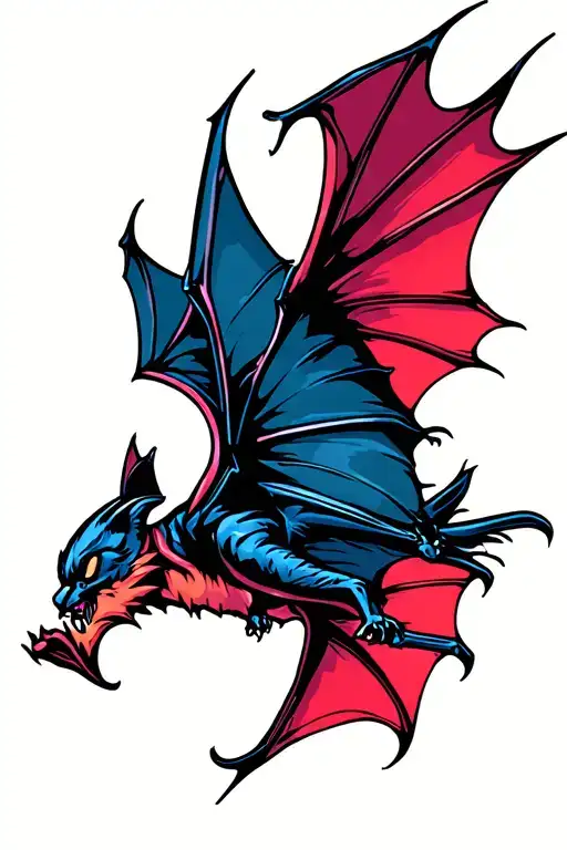 bat flying tattoo design idea