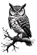 owl perched tattoo design idea