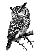 owl perched tattoo design idea