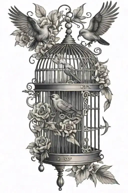 Bird cage inside tattoo design idea