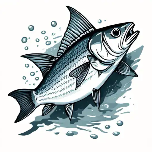 Spanish sardine simple line drawing tattoo design idea