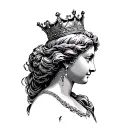 Aphrodite profile with crown tattoo design idea