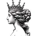 Aphrodite profile with crown tattoo design idea