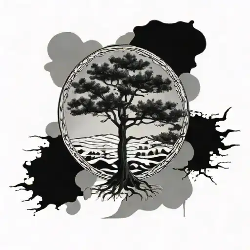 keffiyeh cedar tree tattoo design idea