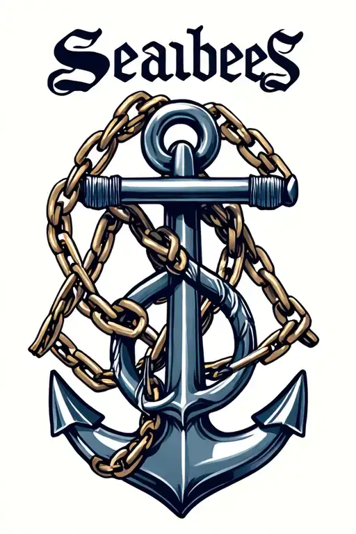 "SeabeeS" Navy Anchor & chain tattoo design idea