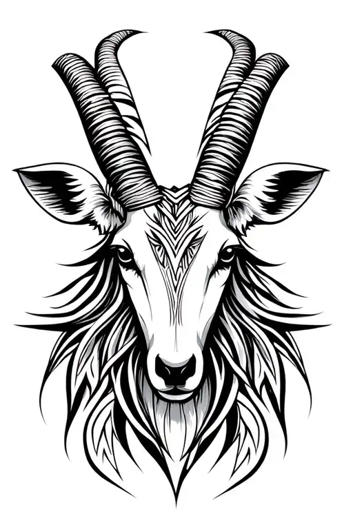 Arabian oryx in tribal image, only the face. tattoo design idea