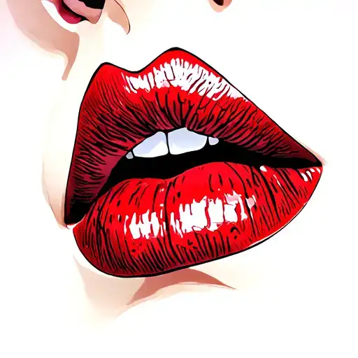lips like kissed with red tattoo design idea