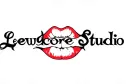 "Lewdcore Studio" "Lewdcore Studio" with bright red lips in the middle of the text so it looks like the mouth is eating hte text tattoo design idea