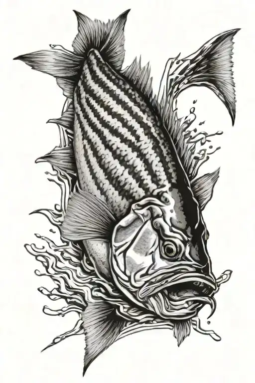 striped bass fish tattoo design idea