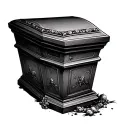 Trash in a casket tattoo design idea