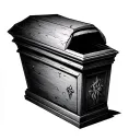 Trash in a casket tattoo design idea